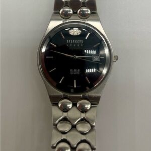 Berenger Steel Men's Silver Stainless Steel Watch with Black Dial